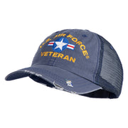 U.S. Airforce Veteran with Roundel Embroidered Low Profile Special Cotton Mesh Cap - Navy OSFM