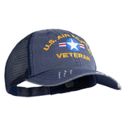 U.S. Airforce Veteran with Roundel Embroidered Low Profile Special Cotton Mesh Cap - Navy OSFM
