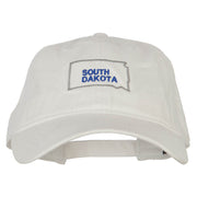 South Dakota with Map Outline Embroidered Washed Cotton Cap