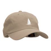 Sail Boat Embroidered Washed Cap