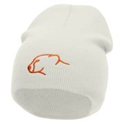 Cheetah Face Embroidered 8 inch Acrylic Short Blank Beanie - White OSFM