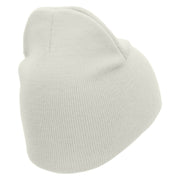 Cheetah Face Embroidered 8 inch Acrylic Short Blank Beanie - White OSFM