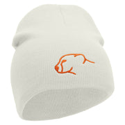 Cheetah Face Embroidered 8 inch Acrylic Short Blank Beanie - White OSFM