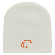 Cheetah Face Embroidered 8 inch Acrylic Short Blank Beanie - White OSFM