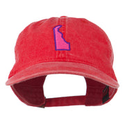 Delaware State Map Embroidered Washed Cap