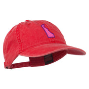 Delaware State Map Embroidered Washed Cap