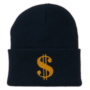 Dollar Sign Embroidered Long Knitted Beanie