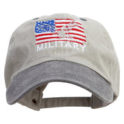 Military Flag Embroidered Pigment Dyed Wash Cap - Beige-Black OSFM