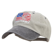 Military Flag Embroidered Pigment Dyed Wash Cap - Beige-Black OSFM