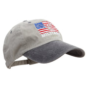 Military Flag Embroidered Pigment Dyed Wash Cap - Beige-Black OSFM