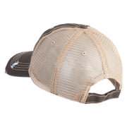 U.S. Airforce Veteran with Roundel Embroidered Low Profile Special Cotton Mesh Cap - Brown-Khaki OSFM