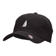 Sail Boat Embroidered Washed Cap