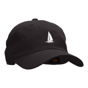 Sail Boat Embroidered Washed Cap