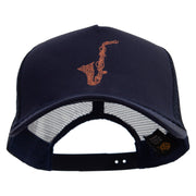 Abstract Sacophone Five Panels Prostyle Trucker Mesh Cap - Navy OSFM