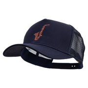 Abstract Sacophone Five Panels Prostyle Trucker Mesh Cap - Navy OSFM