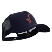 Abstract Sacophone Five Panels Prostyle Trucker Mesh Cap - Navy OSFM