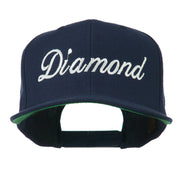 Script Diamond Embroidered Flat Bill Cap