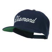 Script Diamond Embroidered Flat Bill Cap