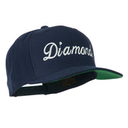 Script Diamond Embroidered Flat Bill Cap