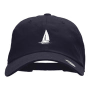 Sail Boat Embroidered Washed Cap