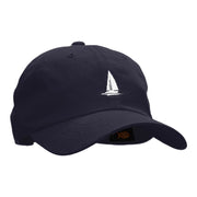 Sail Boat Embroidered Washed Cap