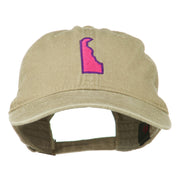 Delaware State Map Embroidered Washed Cap