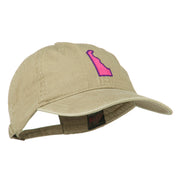 Delaware State Map Embroidered Washed Cap