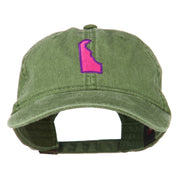 Delaware State Map Embroidered Washed Cap