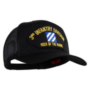 3rd Infantry Division Rock of the Marne Patched Solid Cotton Twill Mesh Prostyle Cap - Black OSFM