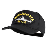 USS Mauna Kea AE 22 Patched Solid Cotton Twill 5 Panel Prostyle Snap Cap - Black OSFM
