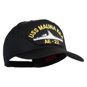 USS Mauna Kea AE 22 Patched Solid Cotton Twill 5 Panel Prostyle Snap Cap - Black OSFM