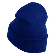 Tiny Tennis Ball iron on Patched 12 Inch Long Knitted Beanie - Royal OSFM