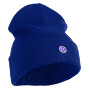 Tiny Tennis Ball iron on Patched 12 Inch Long Knitted Beanie - Royal OSFM