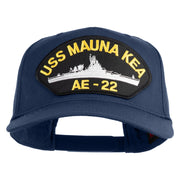 USS Mauna Kea AE 22 Patched Solid Cotton Twill 5 Panel Prostyle Snap Cap - Navy OSFM