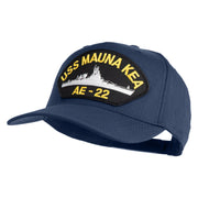 USS Mauna Kea AE 22 Patched Solid Cotton Twill 5 Panel Prostyle Snap Cap - Navy OSFM