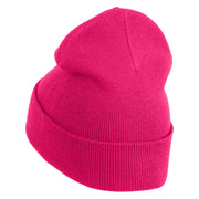 Tiny Tennis Ball iron on Patched 12 Inch Long Knitted Beanie - Magenta OSFM