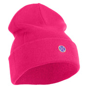 Tiny Tennis Ball iron on Patched 12 Inch Long Knitted Beanie - Magenta OSFM
