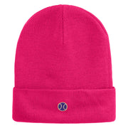 Tiny Tennis Ball iron on Patched 12 Inch Long Knitted Beanie - Magenta OSFM