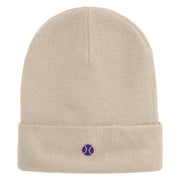 Tiny Tennis Ball iron on Patched 12 Inch Long Knitted Beanie - Birch OSFM