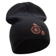 Made in USA A Circus Bike Embroidered 8 Inch Short Beanie Made in USA - Black OSFM