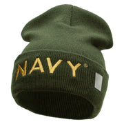 Licensed Navy Word Embroidered Long Beanie Made in USA