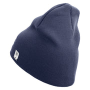 Marines The Few The Proud Symbol Embroidered 8 Inch Solid Knit Short Beanie Made in USA - Navy OSFM