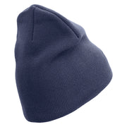 Marines The Few The Proud Symbol Embroidered 8 Inch Solid Knit Short Beanie Made in USA - Navy OSFM