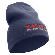 Marines The Few The Proud Symbol Embroidered 8 Inch Solid Knit Short Beanie Made in USA - Navy OSFM