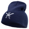 Barber Scissor Embroidered 8 inch Acrylic Short beanie - Navy OSFM