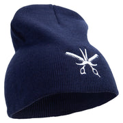 Barber Scissor Embroidered 8 inch Acrylic Short beanie - Navy OSFM