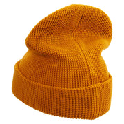 Lama Logo Embroidered Waffle Knit Cuff Beanie - Camel OSFM