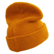 Lama Logo Embroidered Waffle Knit Cuff Beanie - Camel OSFM