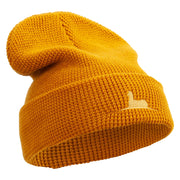 Lama Logo Embroidered Waffle Knit Cuff Beanie - Camel OSFM