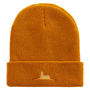 Lama Logo Embroidered Waffle Knit Cuff Beanie - Camel OSFM